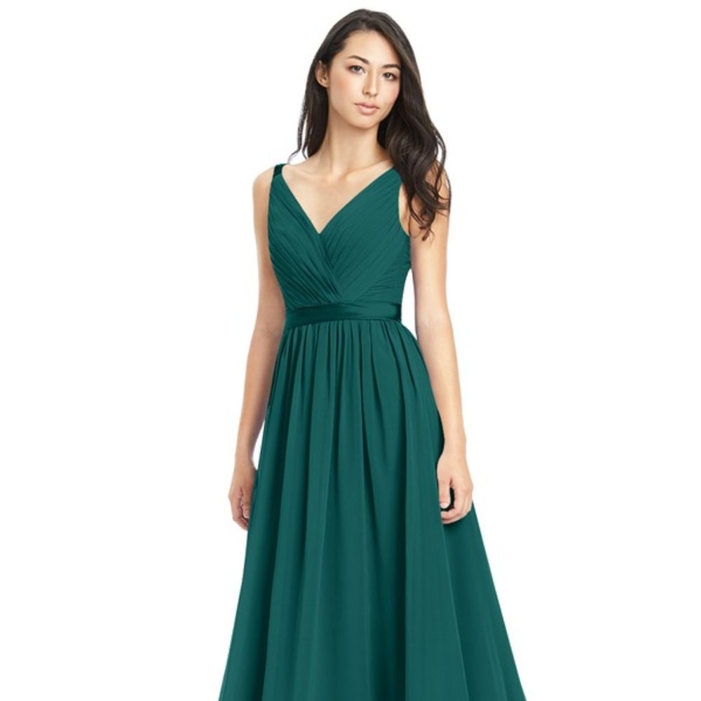 Azazie Leanna (short) Bridesmaid Peacock Size 2